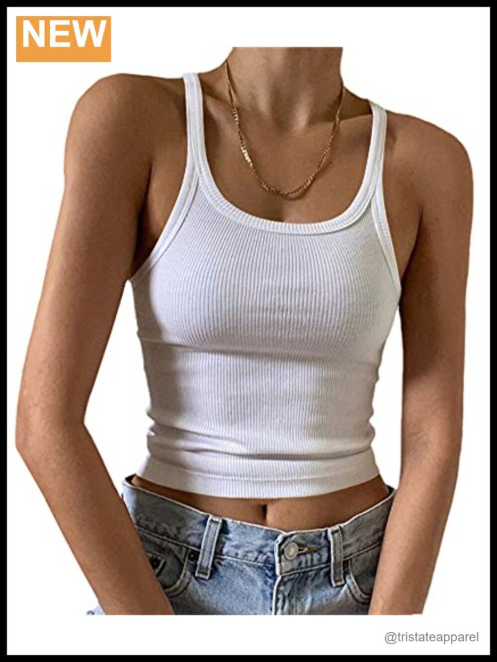 Sleeveless Scoop Neck Ribbed Knit Fitted Tank Top Cami
